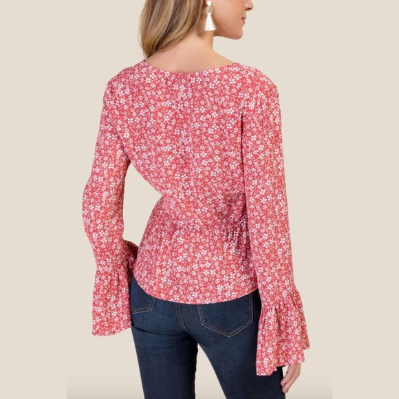 Francesca's Gracie Buttoned Peplum Top - Picture 2 of 3